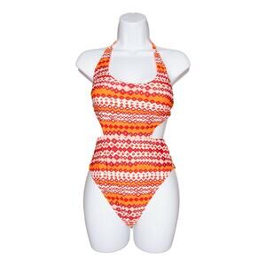Aerie Halter Scoop One Piece Swimsuit Orange Size XS 2833